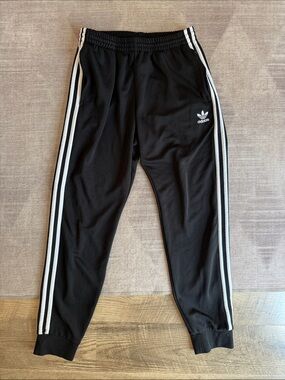 adidas | Essentials Warm-Up Tapered 3-Stripes Track Pants Black Men’s Size [L]